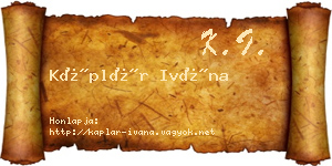 Káplár Ivána névjegykártya